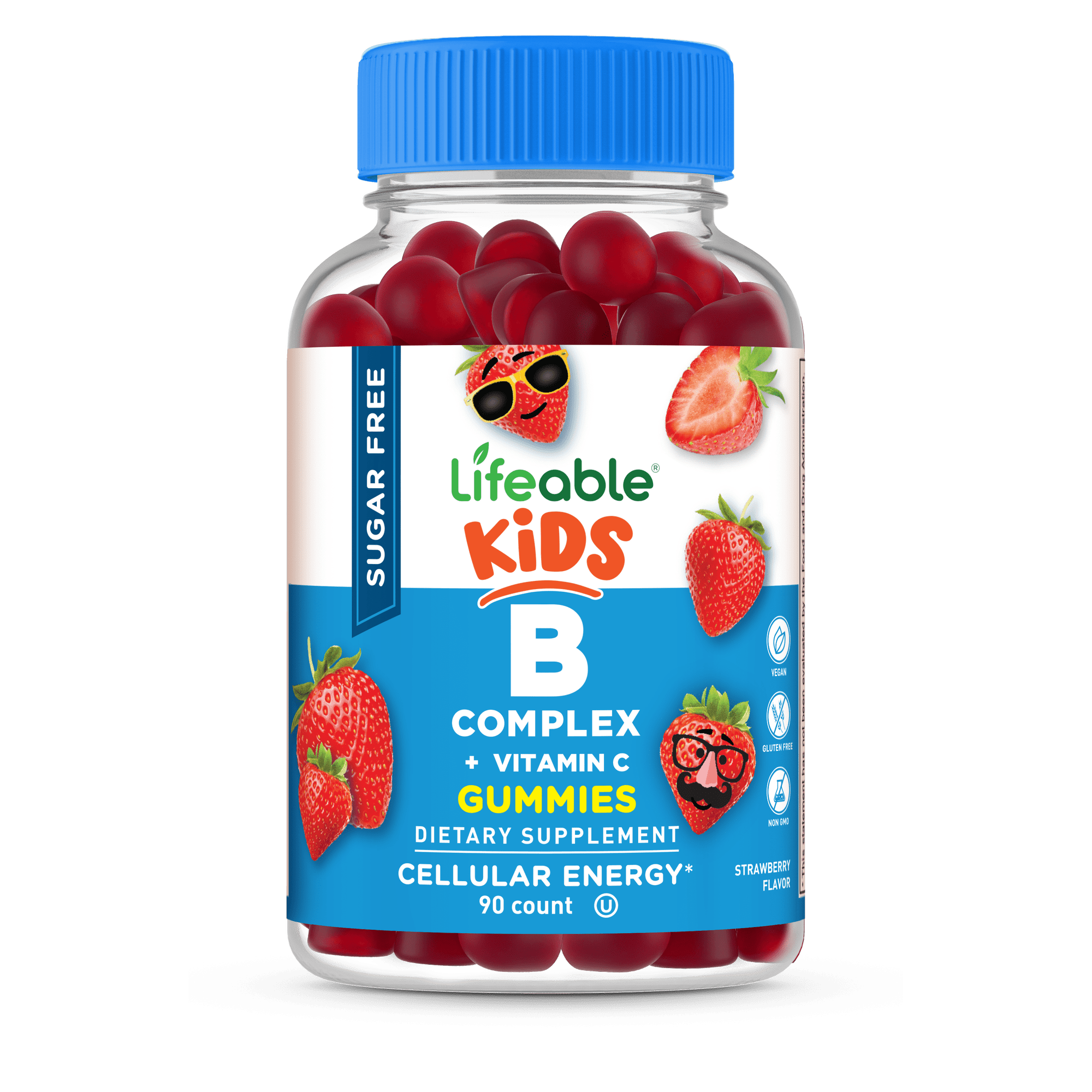 Lifeable Sugar Free B Complex for Kids, with 6 B Vitamins, 90 Gummies