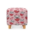 thumbnail image 2 of SCRAWLGOD Bulldog Strawberry Heart Print Pink Square Ottoman Cover, Folding Storage Stool Slipcover Washable Furniture Protector with Elastic Bottom, 2 of 7