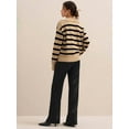 thumbnail image 6 of Women'S Striped Sweater Long Sleeve V-Neck Pullover Autumn Sweater Top 2025 Khaki One Size, 6 of 8