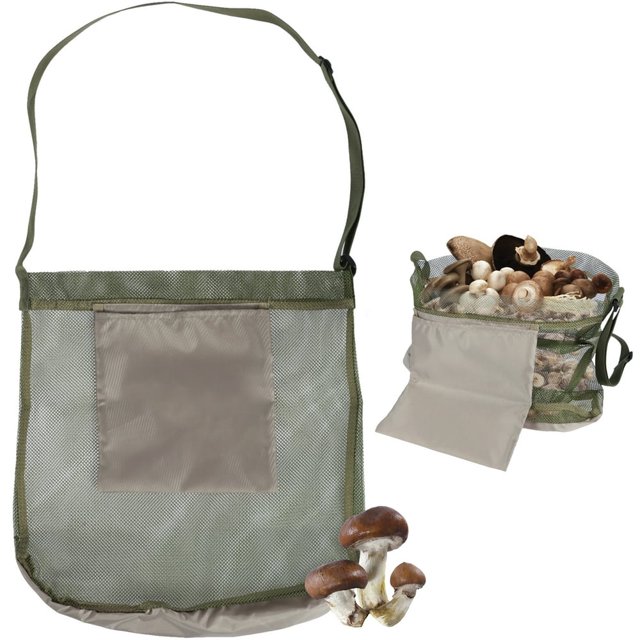 Mushroom Foraging Bag Mesh Mushroom Hunting Pouch with Adjustable Shoulder Strap Multipurpose Harvesting Bag with Pocket Fruit Gathering Picking Bag for Mushroom Foragers Bushcraft Enthus