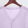 thumbnail image 4 of Timegard Women's Button down Cardigan Short Sleeve V Neck Ruffle Cute Comfy Crop Knit Sweater for Fall Casual,Purple,Free Size, 4 of 5