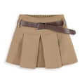 thumbnail image 2 of MAIHAN School Uniform for Girls High Waist A Line Skirt with Double Belt Pleated Flared Tutu Style Skirt for Everyday Wear Stylish Skirt for Kids(Khaki,6-7 Years), 2 of 7