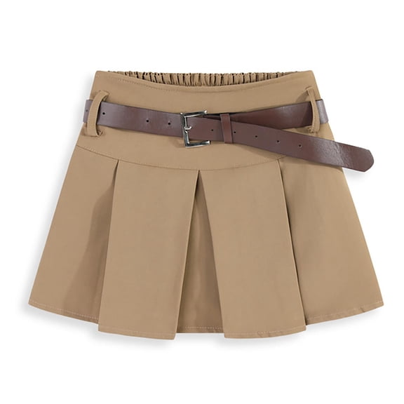 Girls Uniform Pleated Skort Girls School Uniform Pleated Pull-on Scooter Skirt with Undershorts