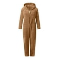 thumbnail image 4 of Mercatoo Kids Girl's Fuzzy Onesi𝐞 Fleece Warm Zipper Hooded Jumpsuit Sherp𝐚 Rompe𝐫 One Piece Animal Outfit Soft Plush Snowsuit Winter, 4 of 5