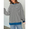thumbnail image 2 of PRETTYGARDEN Womens Striped Oversized Sweatshirt Color Block Crew Neck Long Sleeve Casual Loose Pullover Top Y2K Clothes, 2 of 8