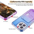 thumbnail image 3 of Card Slot Gradient Color Transparent Phone Case for iPhone 15 Pro Max, Soft TPU Shockproof Anti-Fall Slim Hard PC Back Cover with Tempered Glass Lens Protector for iPhone 15 Pro Max - Blue+Purple, 3 of 8