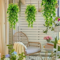 Blueek Simulation Rattan Hanging Plants - 2Pcs Artificial Greenery Wall Decor for Indoor & Outdoor - Perfect for Home & Wedding Decoration