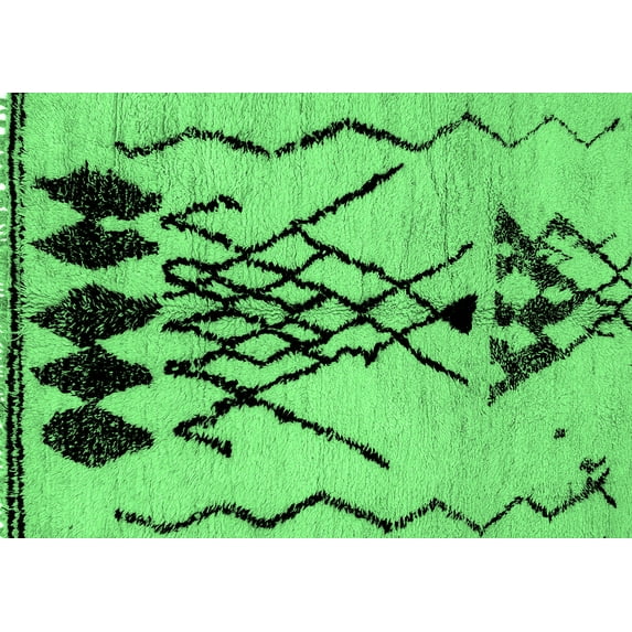 Ahgly Company Indoor Rectangle Abstract Emerald Green Modern Area Rugs, 7' x 10'