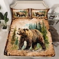 thumbnail image 2 of Castle Fairy Wildlife Bear 3pcs Twin Sheet Sets,Jungle Animal Twin Fitted Sheet,Tree Branches Breathable Flat Sheet,Lightweight Rustic Room Decor, 2 of 7