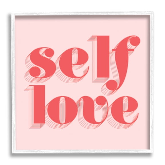 Self Love Retro Phrase Inspirational Graphic Art White Framed Art Print Wall Art
