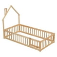 thumbnail image 5 of Miniyam Wood Twin Size Montessori Floor Bed with Fence for Toddler, Natural, 5 of 7