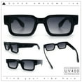 thumbnail image 2 of Narrow Rectangle Horn Rim Gentlmanly Thick Beveled Plastic Sunglasses Black - Smoke, 2 of 8