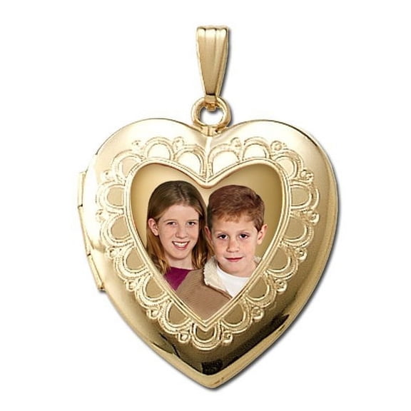 PicturesOnGold.com Solid 14K Yellow Gold Heart Three Photo Locket 1 inch X 1 inch Unisex Adult