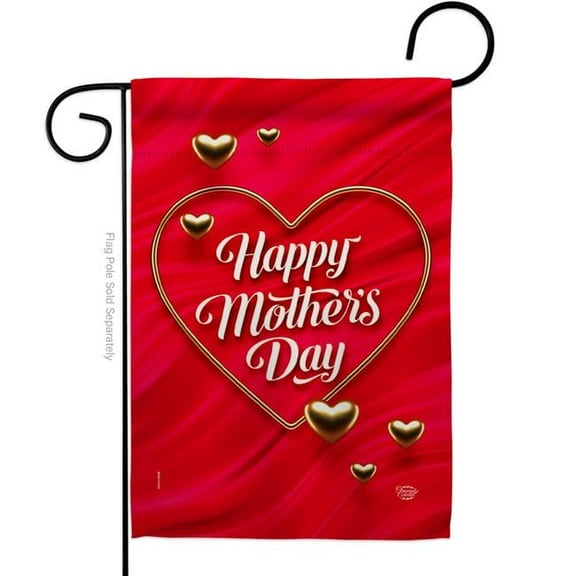 Ornament Collection G192576-BO Gold Heart Mother Family Day 13 x 18.5 in. Double-Sided Decorative Vertical Garden Flags for House Decoration Banner Yard Gift