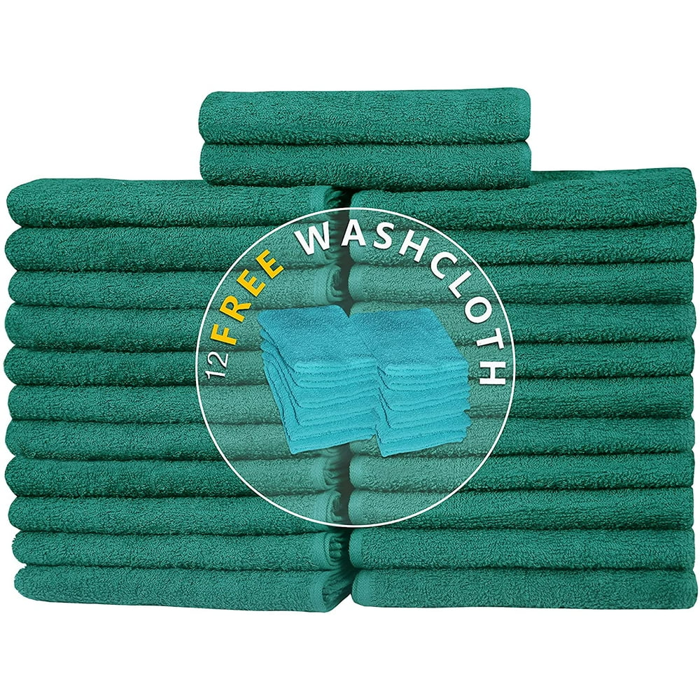 Cotton Homes Salon Towels with 12 Free Washcloths, 24 Pack, 16x26 Inch
