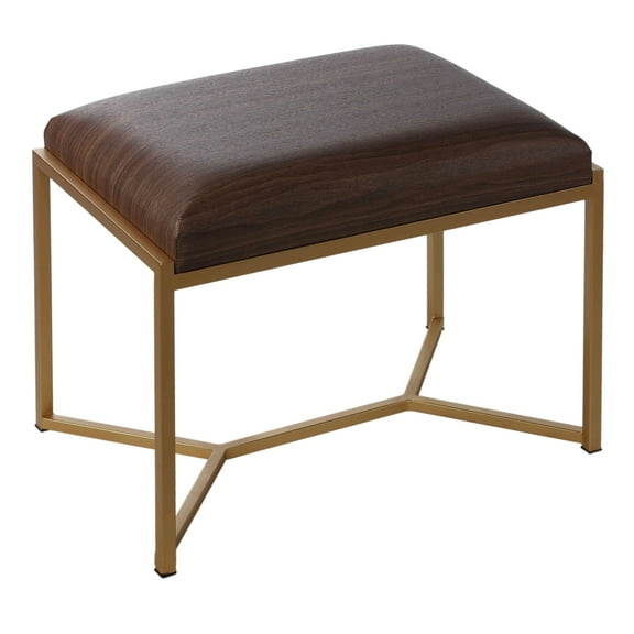 Cortesi Home Lashe Ottoman, Brushed Gold Legs