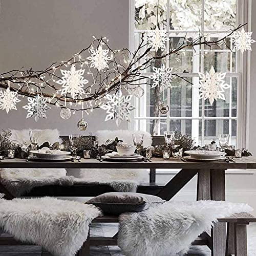Winter Wonderland Snowflakes Party Decorations 3D Card Hanging Paper Centerpieces for/Birthday/Christmastree/New Year/Baby Shower/Wedding Party /