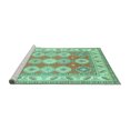 thumbnail image 2 of Ahgly Company Machine Washable Indoor Round Geometric Turquoise Blue Traditional Area Rugs, 3' Round, 2 of 4