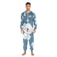 thumbnail image 2 of White Puppy Flowers Adult Onesie Pajamas Slim Fit Christmas One Piece Suit Pjs for Women and Men Hooded Zipper, 2 of 7