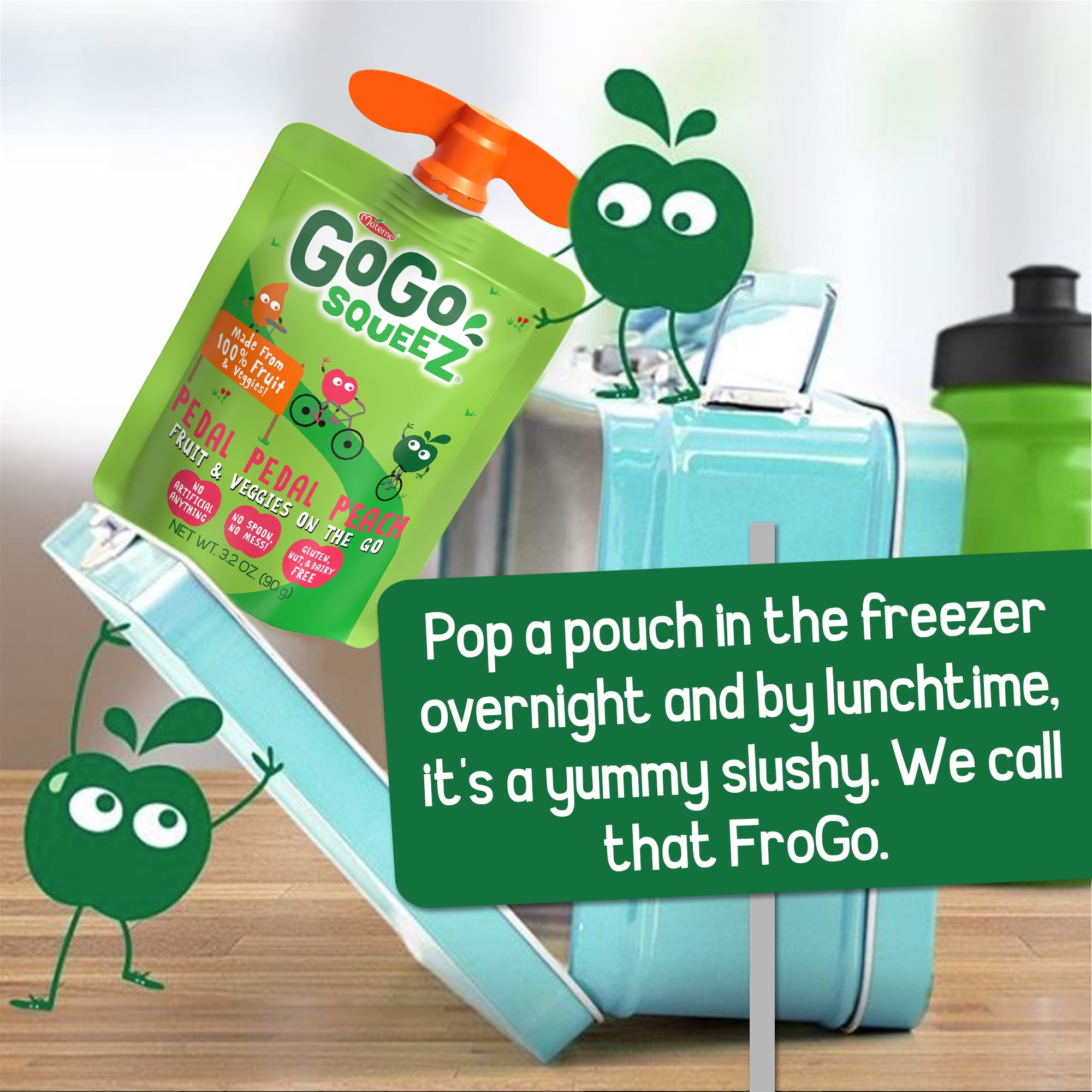 (4 Pack) GoGo squeeZ Fruit & VeggieZ Gluten-Free Peach Snack Pouch, 3.2 oz, 4 Pack