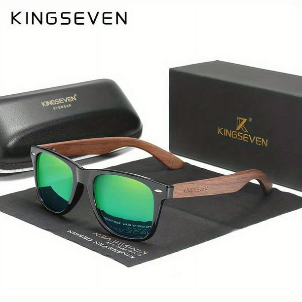 Handmade Wooden Sunglasses by KINGSEVEN UV400 Protection Polarized Lenses Retro Design Perfect for Men Women Bodega Aurrera en linea