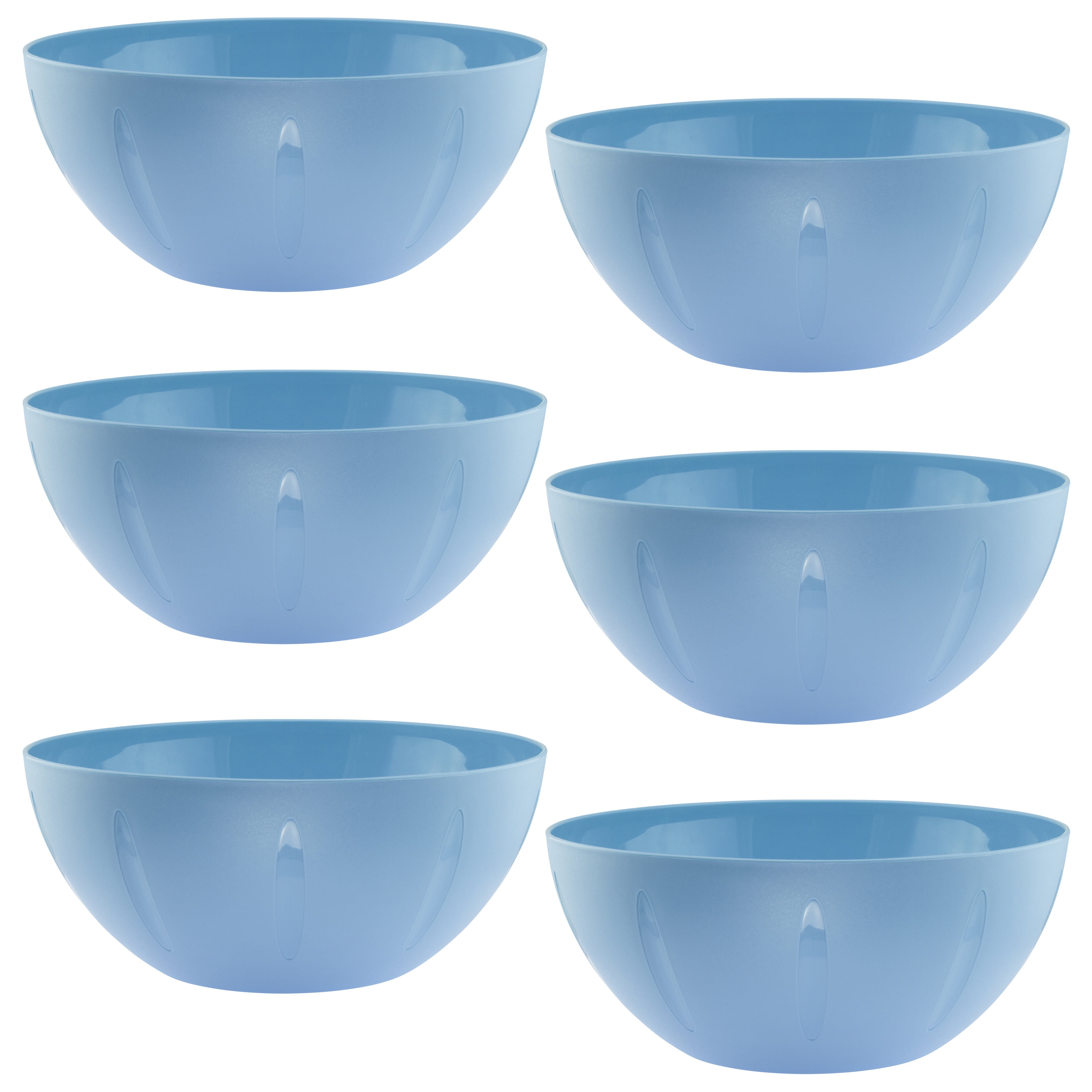 YBM Home 10 inch Plastic Serving Bowls 6 Pack, Blue
