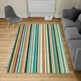 thumbnail image 2 of Pastel Turkish Area Rug, Vertically Striped Pattern Different Color Straight Lines Classic Old Fashioned, Soft Carpet for Living Room Decor with Distressed Look, 4' X 5.7', Slate Blue, by Ambesonne, 2 of 4