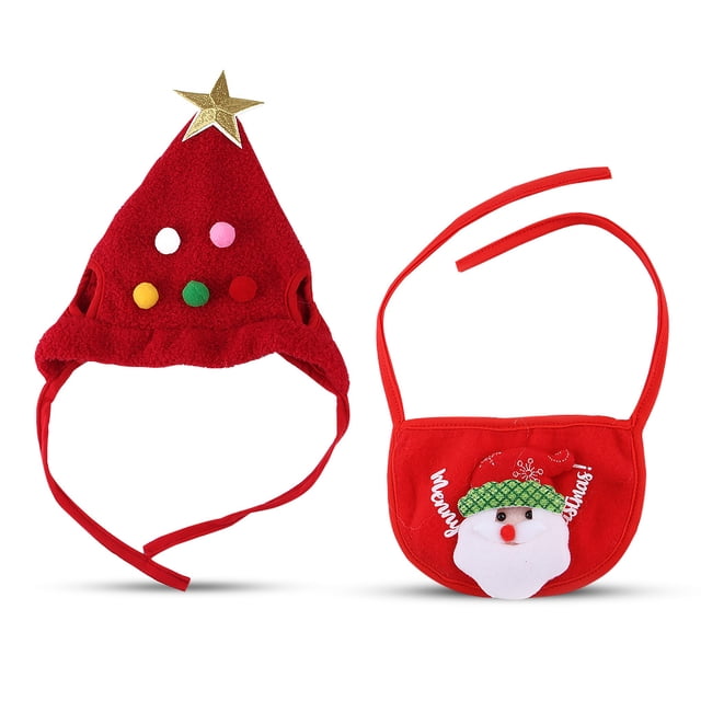 Gorro navideño para mascotas de tamaño pequeño para invierno, babero, toalla para Saliva, accesorios de decoración para fiestas y vacaciones, trajes para mascotas de interior, suministros tipo 2 Eigraketly PT000595-02