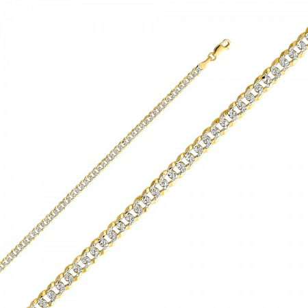 14K Gold 4mm Cuban WP Chain : 22"