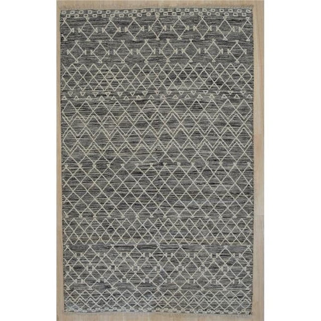 EORC REH44BN2X6 2 x 6 ft. Punja Killim Contemporary Handmade Area Rug, Black