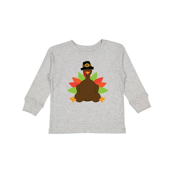 Inktastic Thanksgiving Pilgrim Turkey Boys or Girls Long Sleeve Toddler T-Shirt
