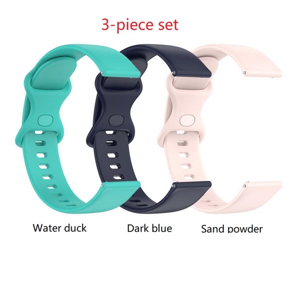 KOMI applies Realme TechLife Watch strap 8-word tail rubber strap Samsung watch5 strap TPE, 3-piece set 2 (dark blue + teal + sand powder) ,20MM small size 8-word tail