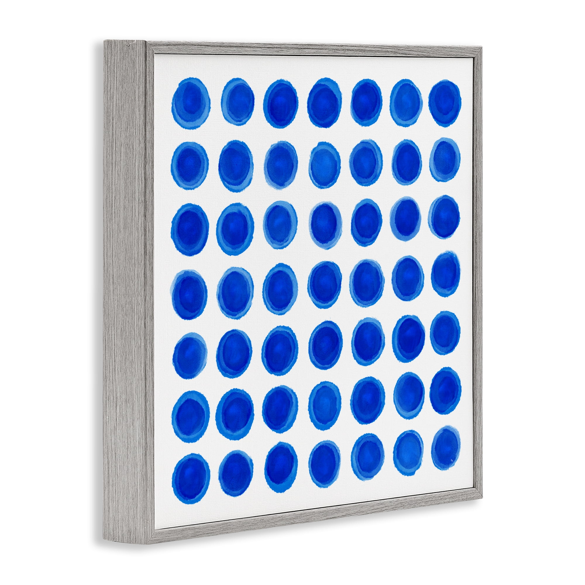 Stupell Industries Blue Dots Uniform Pattern Gray Framed Giclee Art, design by Martina Pavlova