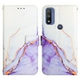 thumbnail image 6 of Nalacover for Motorola Moto G Pure 2022 PU Leather Wallet Case,Stylish Marble Pattern Magnetic Clasp Flip Kickstand Cash Pocket Wireless Charging+Wrist Strap Cover for Girls Women,Purple & Ｗhite, 6 of 6