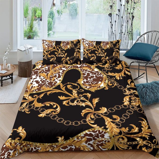 2/3pcs Home Bedclothes 3D Luxury Pattern Printed Comforter Cover Set Bedspreads for Adult,Twin (68"x86")