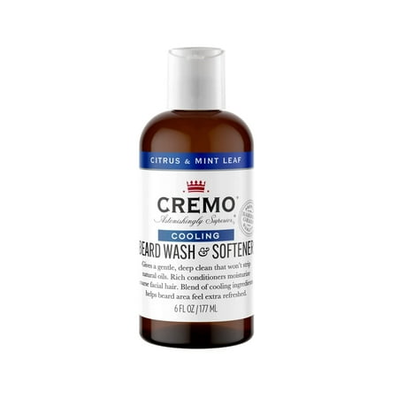 Cremo Citrus Mint Leaf Cooling Beard and Face Wash, Specifically Designed to Clean Coarse Facial Hair, 6 Fluid Oz