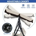 thumbnail image 3 of Howsvn 3 Seat Outdoor Patio Swing with Converting Canopy, Cushioned Steel Frame Porch Canopy Swing Chair, Swing Glider Hammock for Patio, Garden, Beige, 3 of 9
