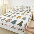 thumbnail image 3 of Manfei Rustic Tree Queen Sheet Sets for Kids, Cartoon Farmhouse Floral Flat Sheet, Merry Christmas Theme Queen Fitted Sheet, Luxury Bedroom Decor, 4 Pieces, 3 of 7