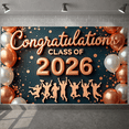 thumbnail image 5 of Gold Glitter Graduation Banner Silver Balloons Class of 2026 Banner Graduation Silhouettes Copper Confetti Graduation Backdrop for Graduation Ceremony High School Graduation Grad Party, 5 of 9