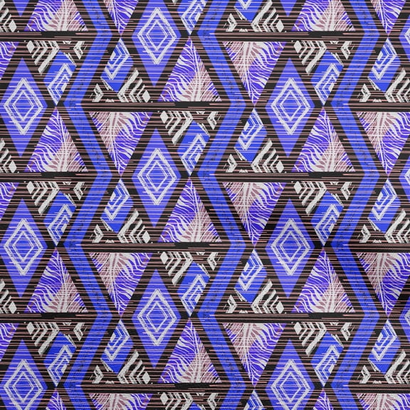 oneOone Cotton Poplin Twill Medium Blue Fabric Geometric Mix Texture Sewing Craft Projects Fabric Prints By Yard 56 Inch Wide