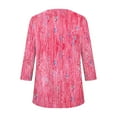 thumbnail image 6 of JTZGDY Summer Tunic Tops for Women Dressy Casual 2025 Fashion 3/4 Lenght Sleeve Floral Printed Ruched Pleated Crewneck Graphic T-Shirts Loose Fit Curvy Hem Blouse Hot Pink L, 6 of 7