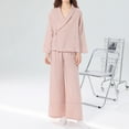 thumbnail image 2 of XuJwPNcy Pajamas for Women Set 2 Piece Long Sleeve Robes and Wide Leg Pants Sets Loungewear Outfits with Pockets, 2 of 7