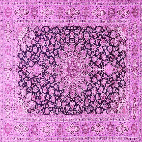 Ahgly Company Indoor Square Medallion Pink Traditional Area Rugs, 5' Square