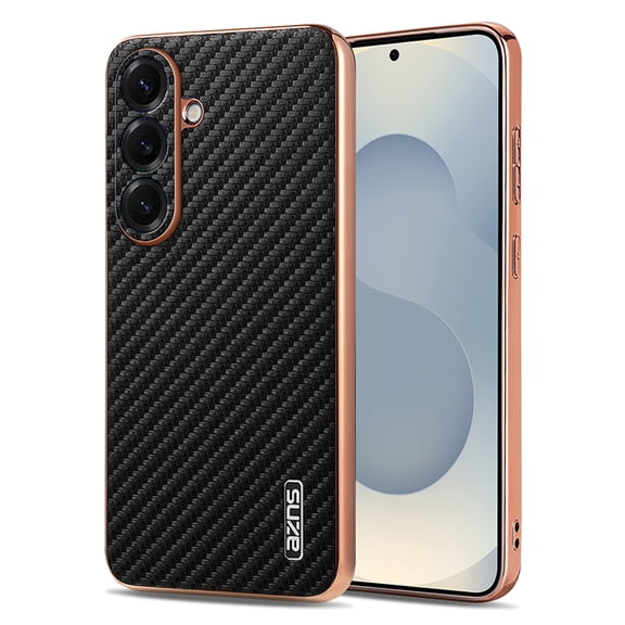 Case for Samsung Galaxy S26, Carbon Fiber Textured PC Protective Phone Cover with Electroplated Frame Ultra-Slim Lightweight Shockproof Anti-Drop Design Breathable Heat Dissipation, Black