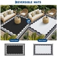 thumbnail image 5 of HIWEAVER Black/White8'x 10' Outdoor Rug Garden Decor Scolloped Bordered Carpet Plastic Straw Waterproof Reversible Patio Area Rug for Balcony Deck Picnic Portable Camping Mat, 5 of 6