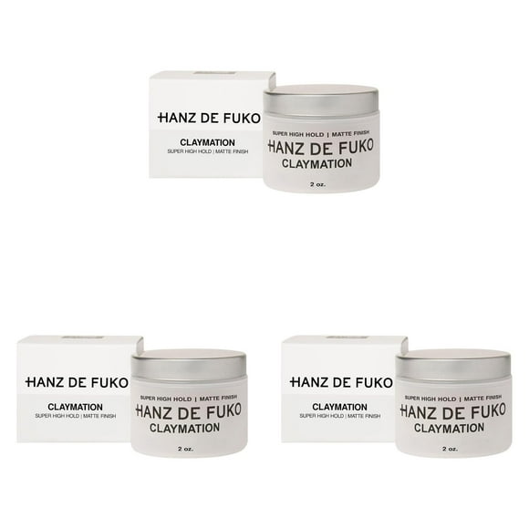 Hanz De Fuko Claymation Styling Clay – Strong Hold, Matte Finish Hair Wax for All Hair Types, 2 oz*3