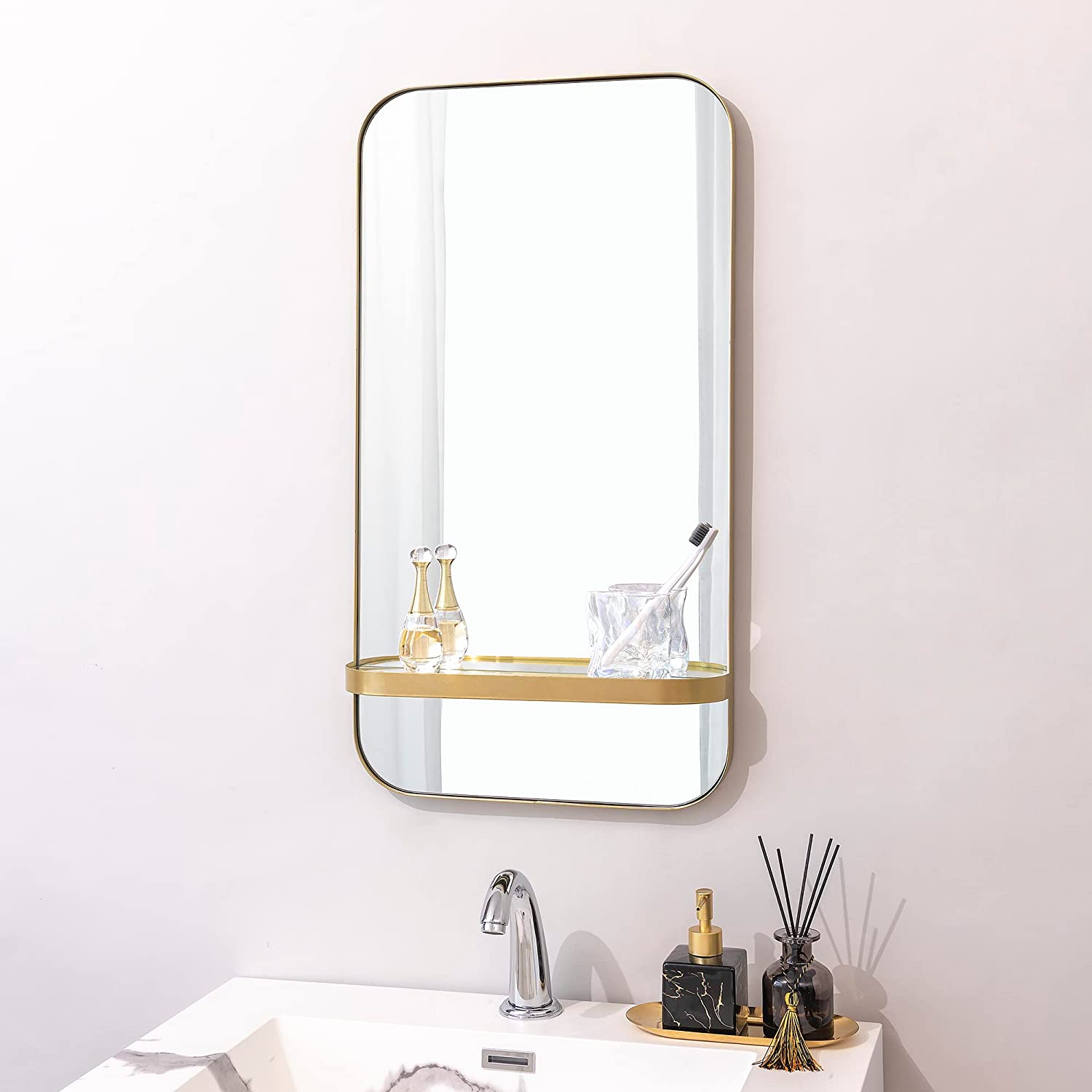 16 in. x 30 in. Bathroom Vanity Rectangle Metal Frame Decorative Wall