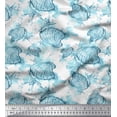 thumbnail image 2 of Soimoi Blue Georgette Viscose Fabric Shell & Starfish Ocean Fabric Prints By Yard 42 Inch Wide, 2 of 3