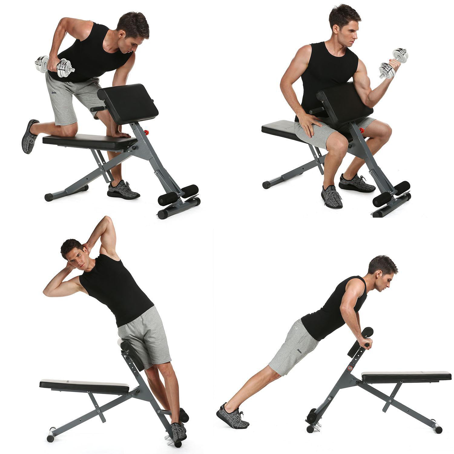 Adjustable AB Sit Up Bench Back Hyper Exercise Abdominal Roman Chair Workout 