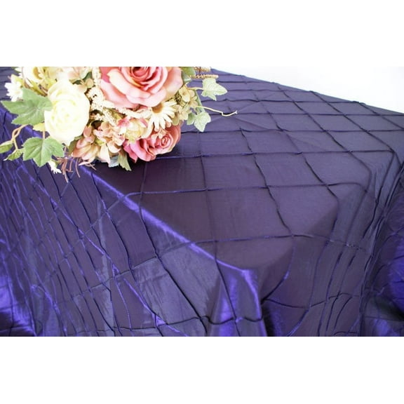 Wedding Linens Inc. 90"x156" Rectangular Pintuck Taffeta Linen Tableccloth for Party Wedding Reception Catering Dining Home Table Cover Linens - Eggplant / Dark Purple